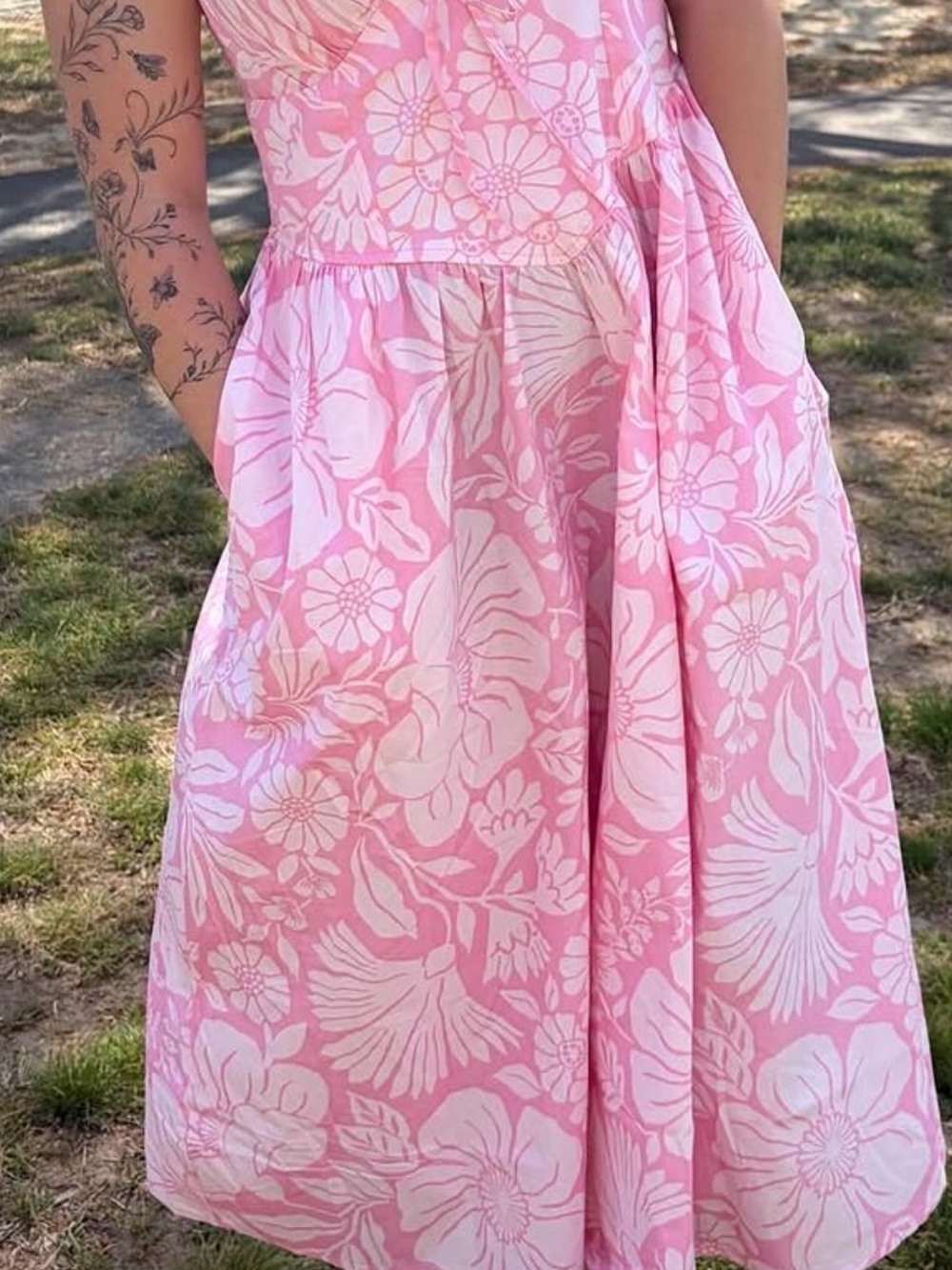 Pink Floral Sundress with Pockets